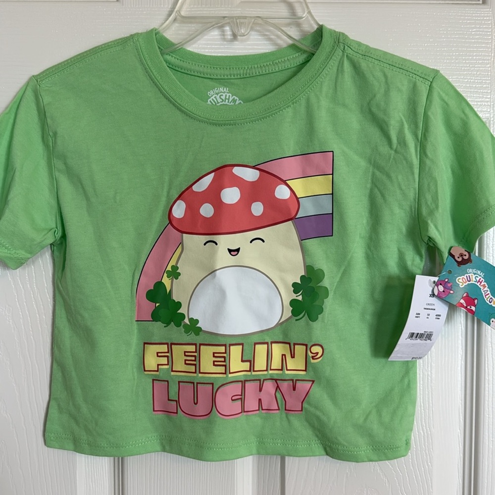 New! Girls' Squishmallows Rainbow Boxy Short Sleeve Graphic T-Shirt -Size XS